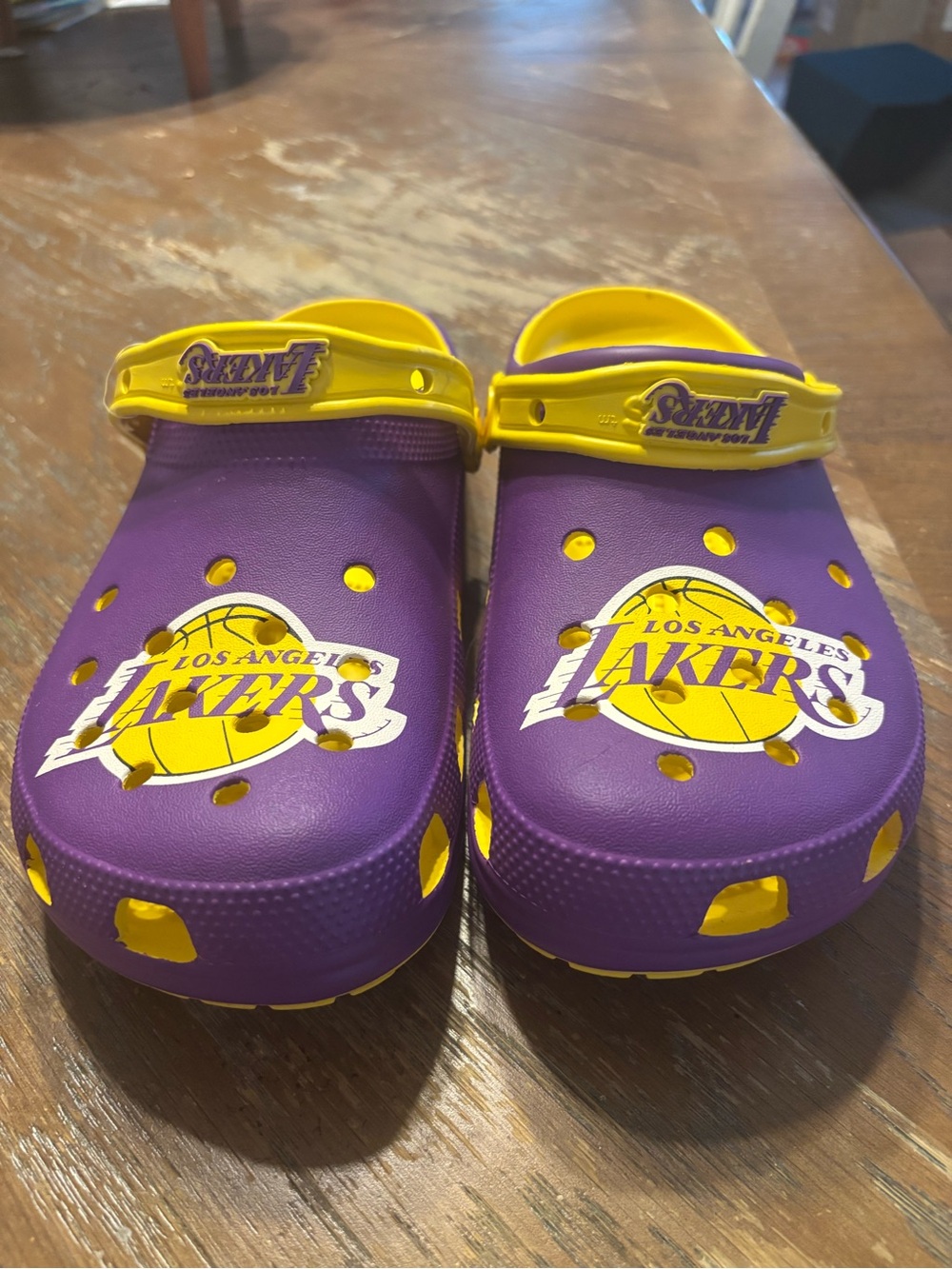 CROCS Purple and Yellow Lakers Clog Sandals